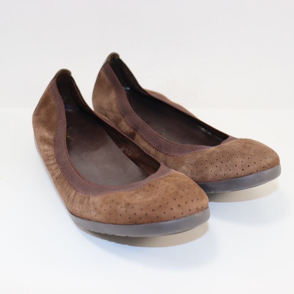 Cole Haan Brown Suede Perforated Ballet Flats Comfort Women’s 9A Narrow‎